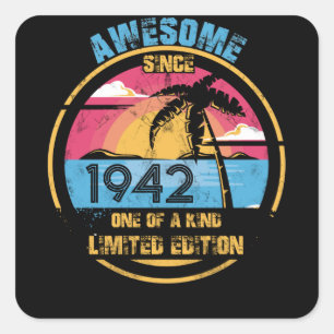 80 Year Old Awesome Since 1942 80th Birthday Square Sticker