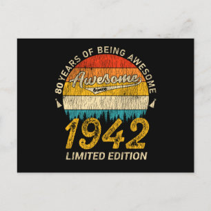 80 Year Old Bday 1942 Awesome Since 80th Birthday Postcard