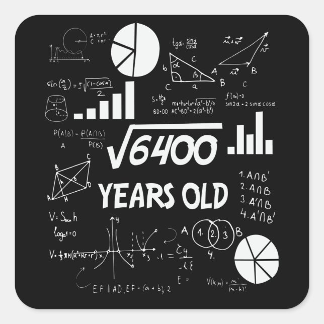 80 Year Old Bday Math Teacher 80th Birthday Gift Square Sticker (Front)