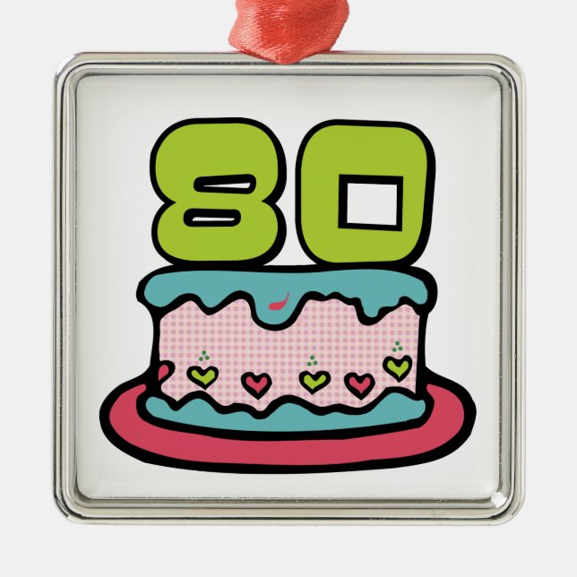 80 Year Old Birthday Cake Metal Ornament (Front)