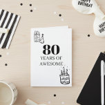 80 Years of Awesome 80th birthday Card<br><div class="desc">This design may be personalized by choosing the Edit Design option. You may also transfer onto other items. Contact me at colorflowcreations@gmail.com or use the chat option at the top of the page if you wish to have this design on another product or need assistance. See more of my designs...</div>