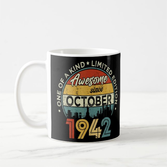 80 Years Old  Awesome Since October 1942 80th Birt Coffee Mug (Left)