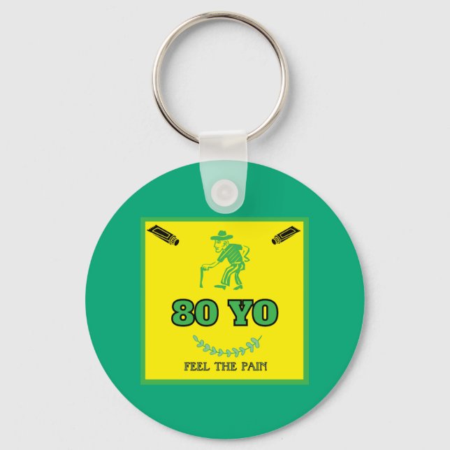 80 Years Old Feel The Pain Keychain (Front)