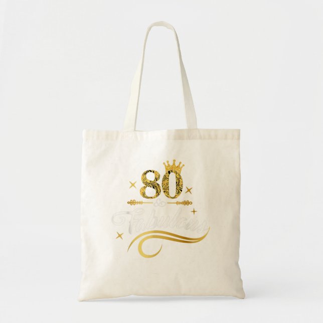 80 Years Old Gifts 80 & Fabulous 80th Birthday Que Tote Bag (Front)