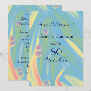 80 Years Old Pastel Blue Birthday Party Invite