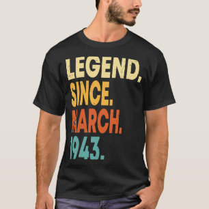 80 Years Old Vintage March 1943 80th Birthday T-Shirt