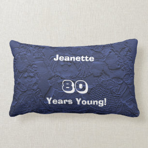 80 Years Young Dark Blue Dolls Lumbar Pillow Old