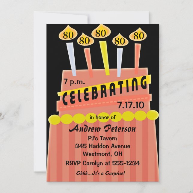 80e - 89e anniversaire Invitation personnalisée (Devant)