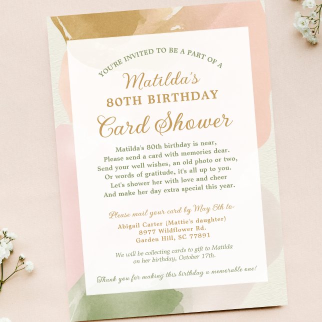 80e Anniversaire Carte Douche par Mail Photo Invit (Créateur téléchargé)