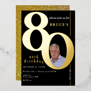 80e anniversaire Fête Fête Foil Invitation