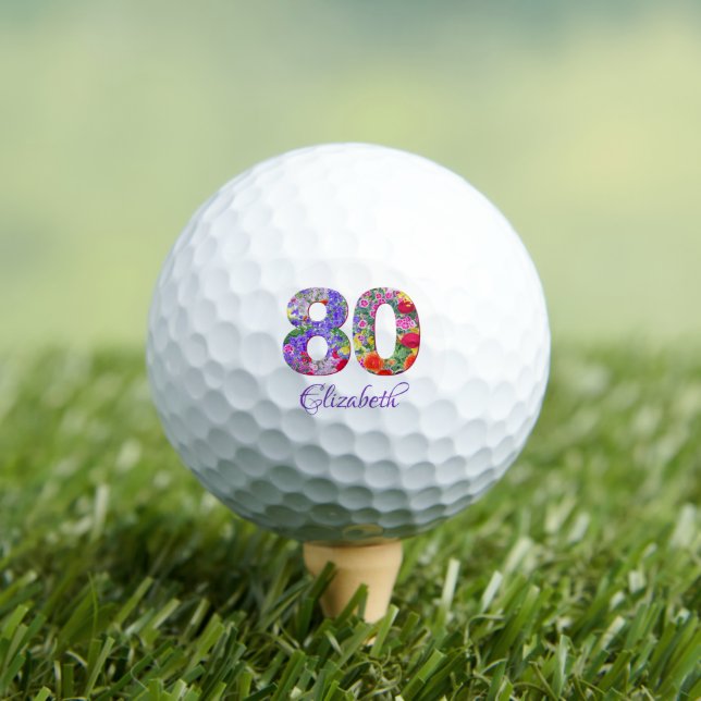 80e anniversaire floral coloré nom balles de golf (T-shirt Insitu)