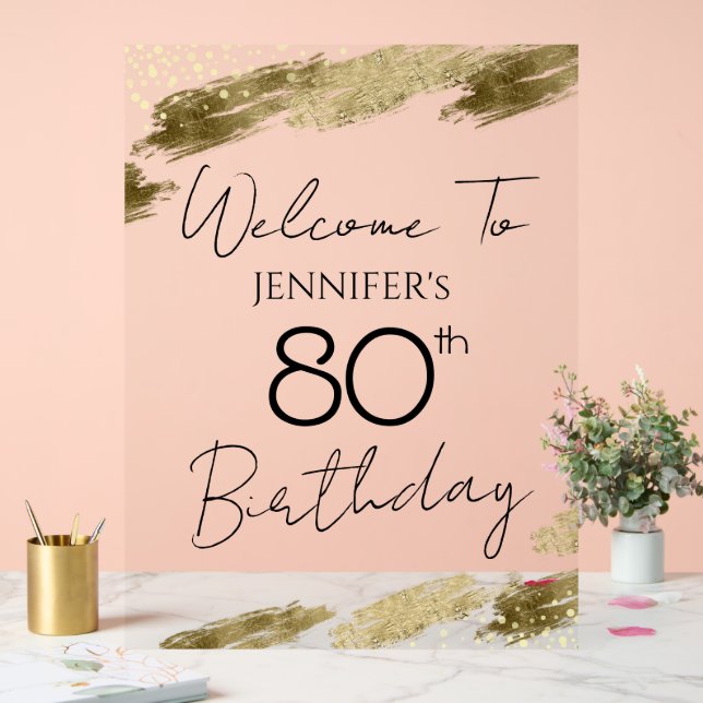 80e anniversaire Gold Black Welcome Clear (Mariage)