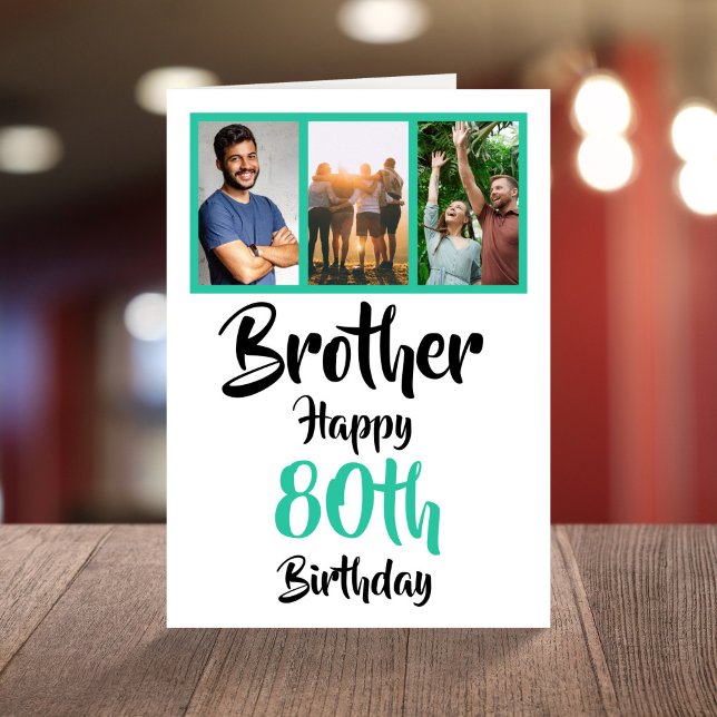 80e anniversaire heureux frère photo collage carte (Créateur téléchargé)