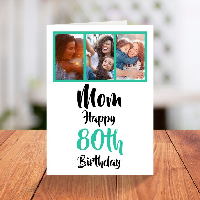 80e anniversaire heureux Maman carte photo collage (Créateur téléchargé)