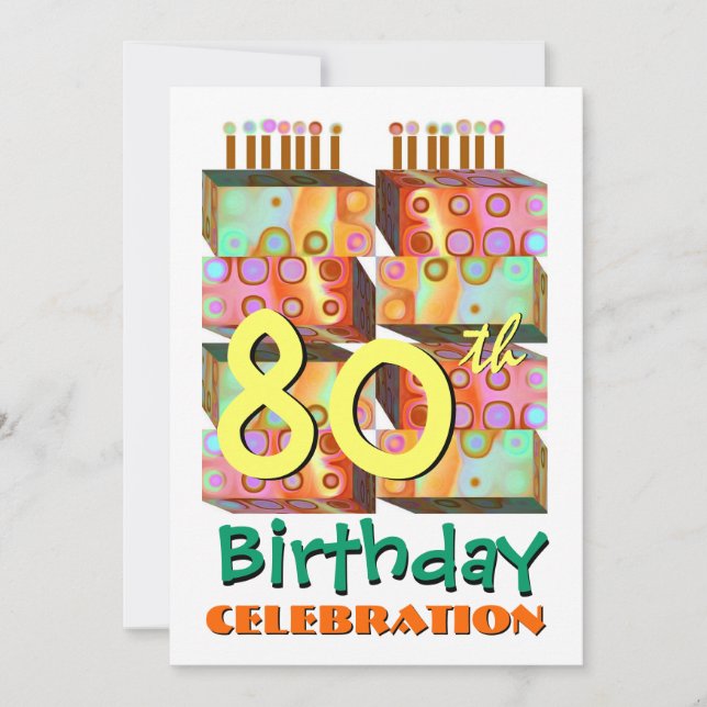 80e anniversaire Invitation Bougies et cadeaux (Devant)