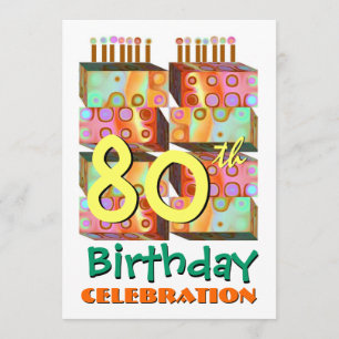 80e anniversaire Invitation Bougies et cadeaux
