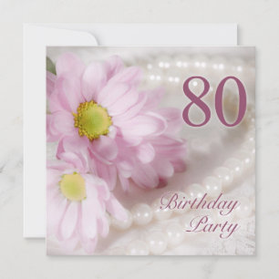 80e anniversaire invitation de fête avec marguerit