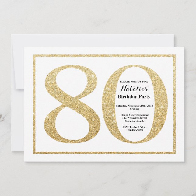 80e anniversaire Invitation Parties scintillant d' (Devant)