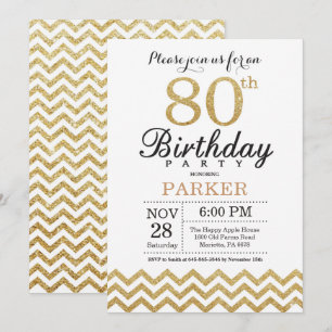 80e anniversaire Invitation Parties scintillant d'