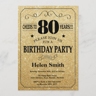 80e anniversaire Invitation Parties scintillant no