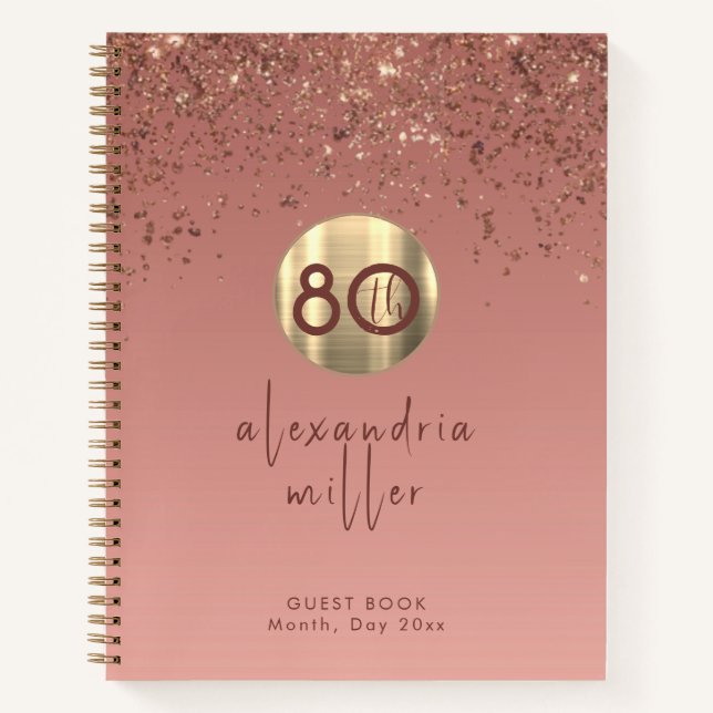 80e anniversaire Rose Parties scintillant or livre (Devant)
