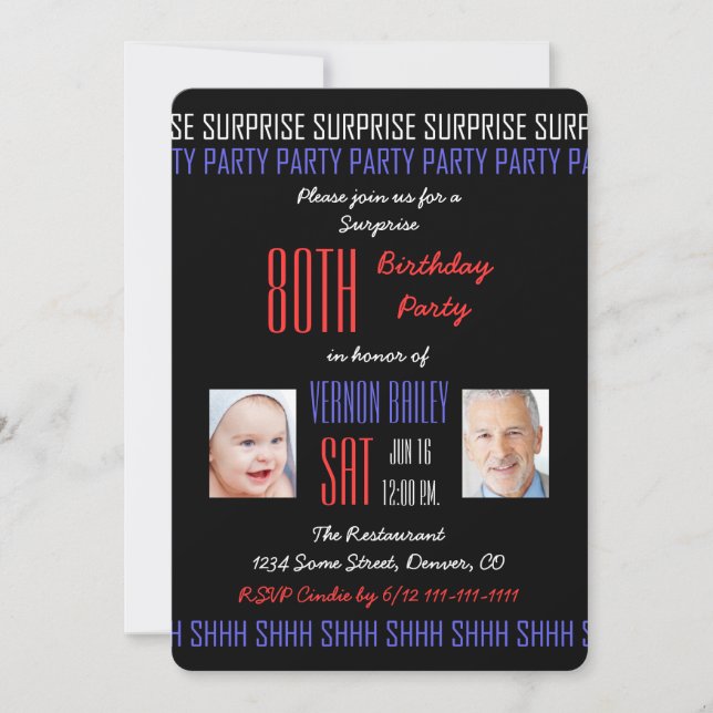 80e anniversaire surprise Invitation pour hommes (Devant)
