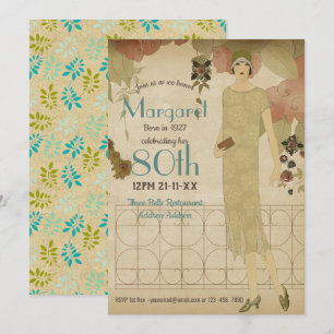 80e anniversaire Vintage années 1930 Invitation No