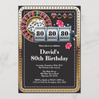 80e Poker Playing Card Casino Invitation Anniversa