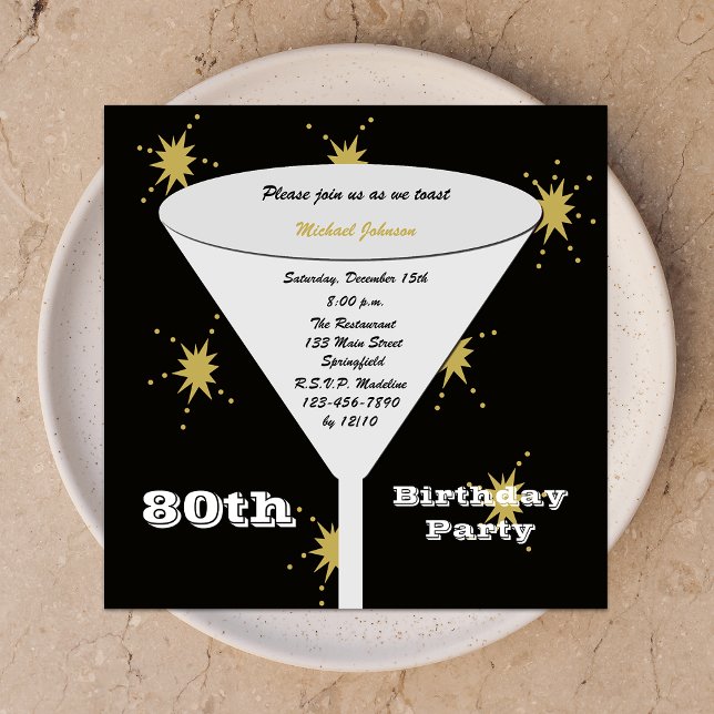 80ème anniversaire Invitation de la fête Gold 80èm (Créateur téléchargé)
