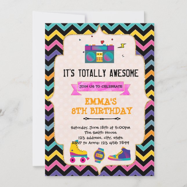 80s 90s anniversaire invitation (Devant)