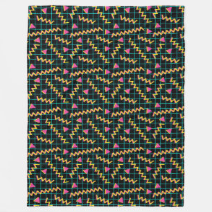 80's/90's Black & Neon Pattern Fleece Blanket