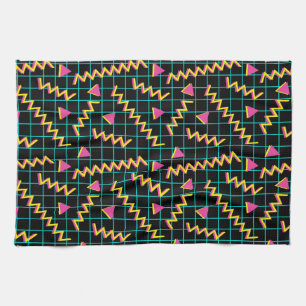 80's/90's Black & Neon Pattern Kitchen Towel