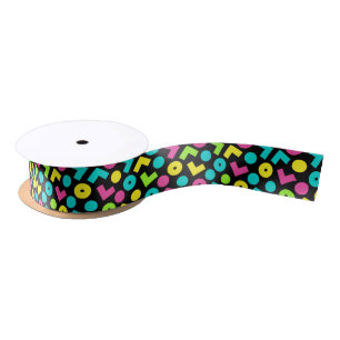 80's/90's Black & Neon Pattern Satin Ribbon