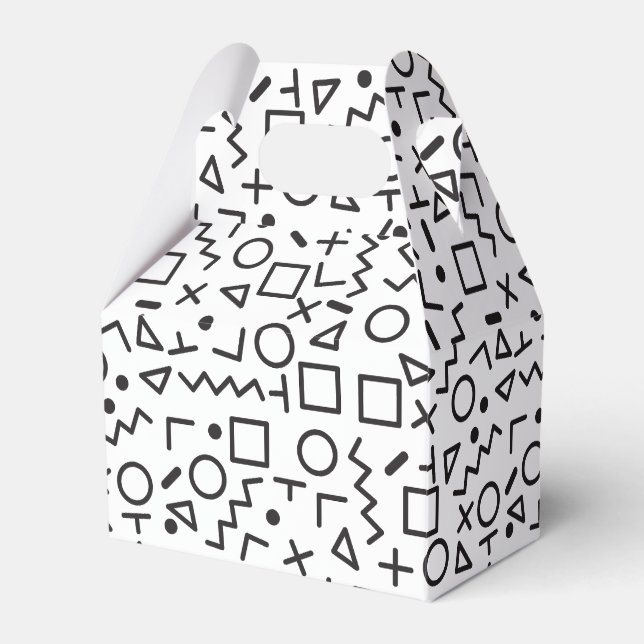 80's 90's Black & White Retro Shapes Pattern  Favor Box (Front Side)