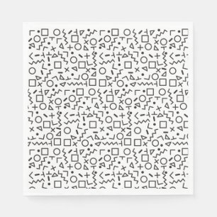 80's 90's Black & White Retro Shapes Pattern Napkin