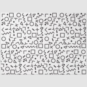 80's 90's Black & White Retro Shapes Pattern Tissue Paper