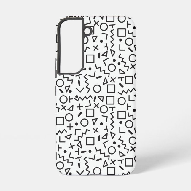 80's 90's Black & White Shapes Pattern  Samsung Galaxy S22 Case (Back)