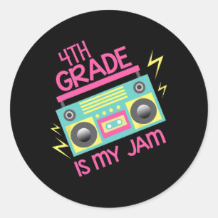 80's 90's Boombox Design 4th Grade Is My Jam  Classic Round Sticker