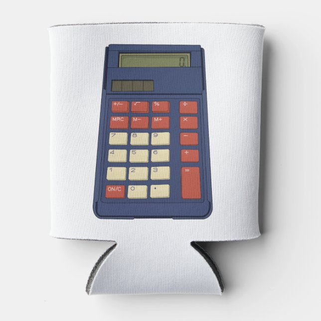 80's 90's Calculator Math School Nostalgia Can Cooler (Front)