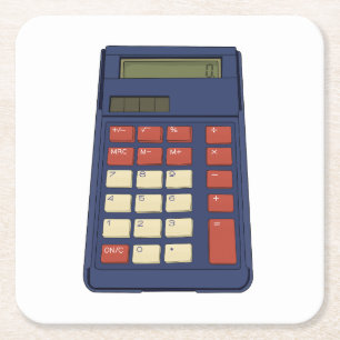 80's 90's Calculator Math School Nostalgia Square Paper Coaster