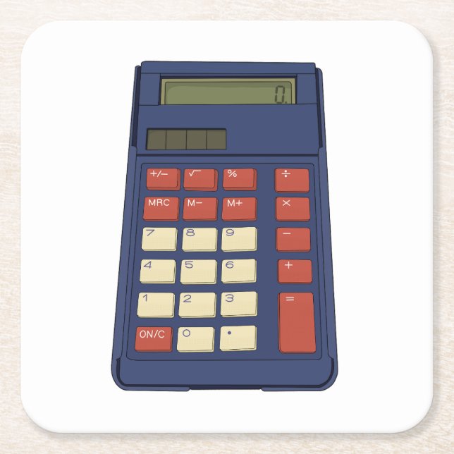 80's 90's Calculator Math School Nostalgia Square Paper Coaster (Front)