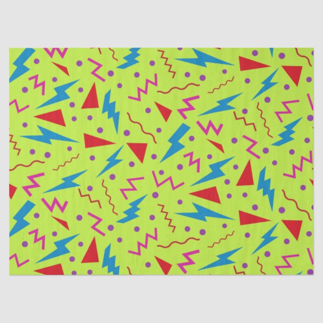 80s 90s Memphis style geometric Yellow  Tissue Paper (Front)