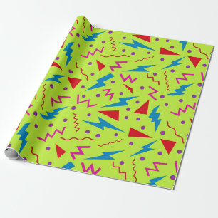 80s 90s Memphis style geometric Yellow Wrapping Paper
