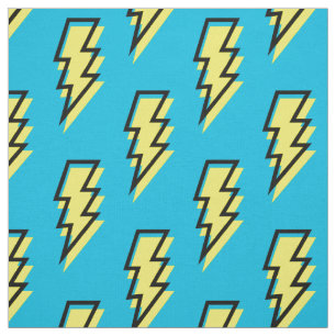 80's/90's Neon Blue Yellow Lightning Bolt Pattern Fabric