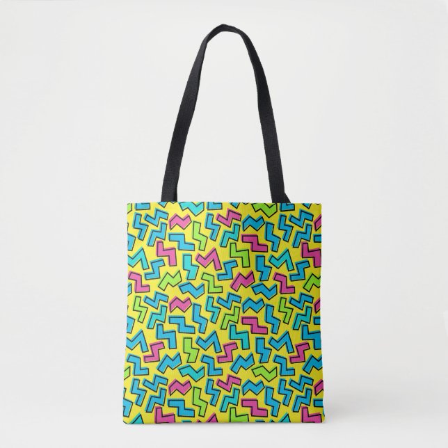 80's/90's Neon Pattern Tote Bag (Front)