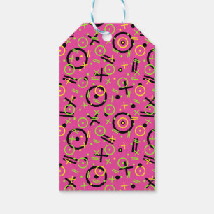 80's/90's Neon Pink And Blue Doodle Pattern Gift Tags