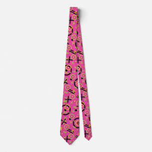 80's/90's Neon Pink And Blue Doodle Pattern Tie