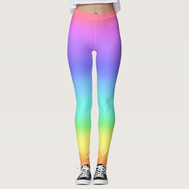 80s 90s ombre rainbow colourful hipster legging (Front)