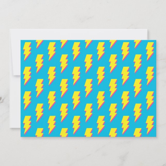 80's/90's Pattern Fun Blue Yellow Bolt Neon Retro Invitation (Front)