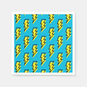 80's/90's Pattern Fun Blue Yellow Bolt Neon Retro Napkin